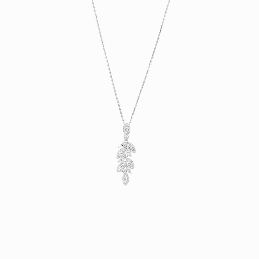 Sterling Silver Marquise Cut Flower Drop Pendant Necklace | Demeter
