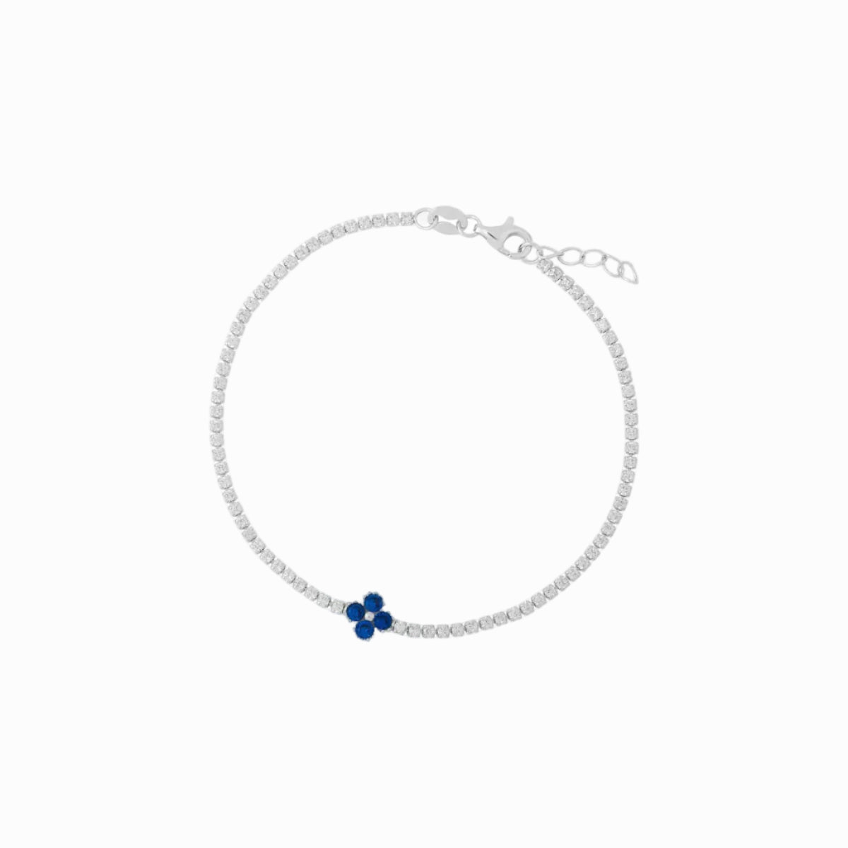 Sterling Silver Sapphire Clover Tennis Bracelet | Neptune