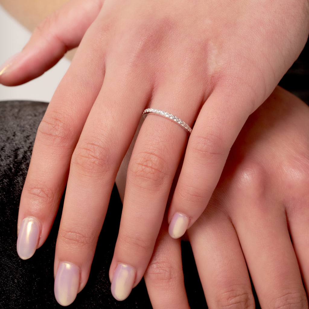 Silver Clear Stone Band Ring