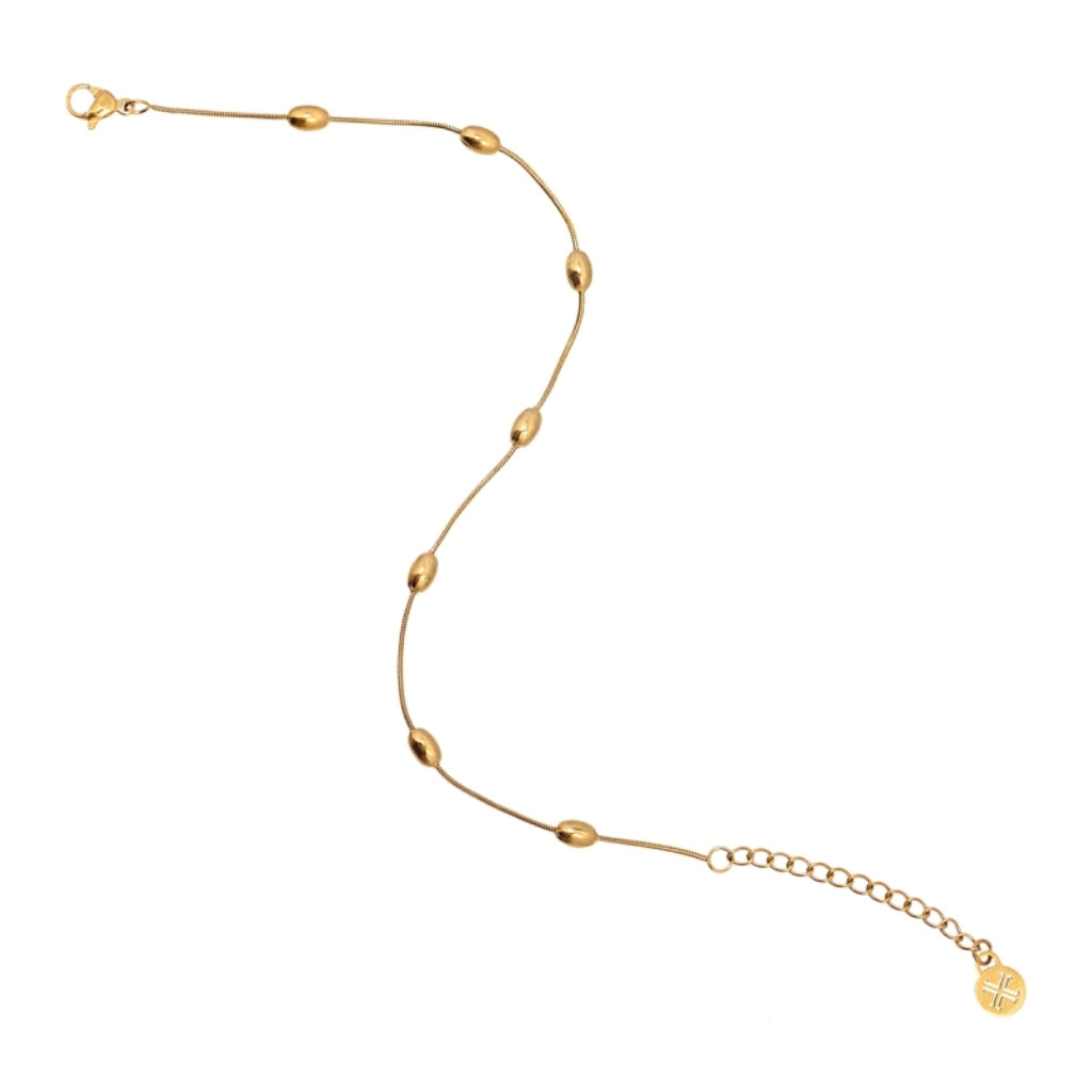 Oval Bead Detail Chain Anklet | Anartxy