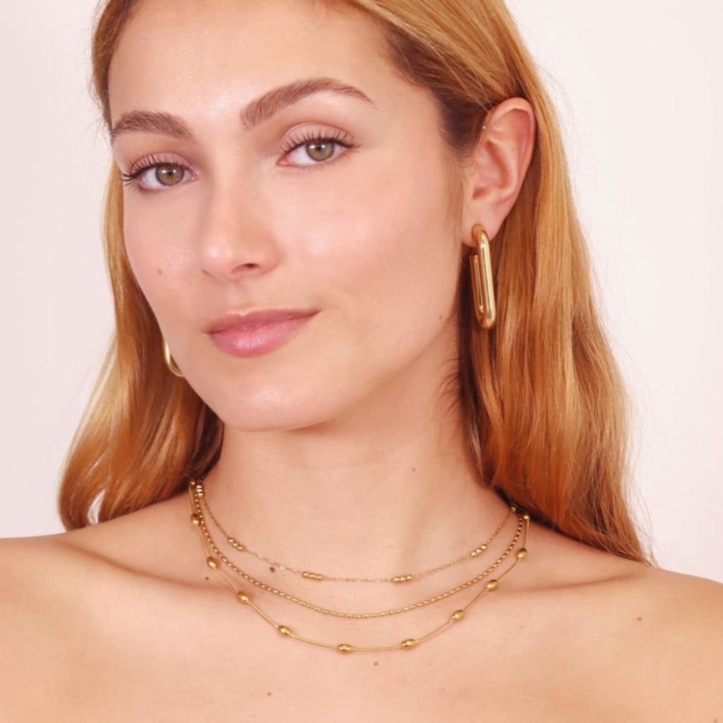 Oval Bead Detail Chain Necklace | Anartxy
