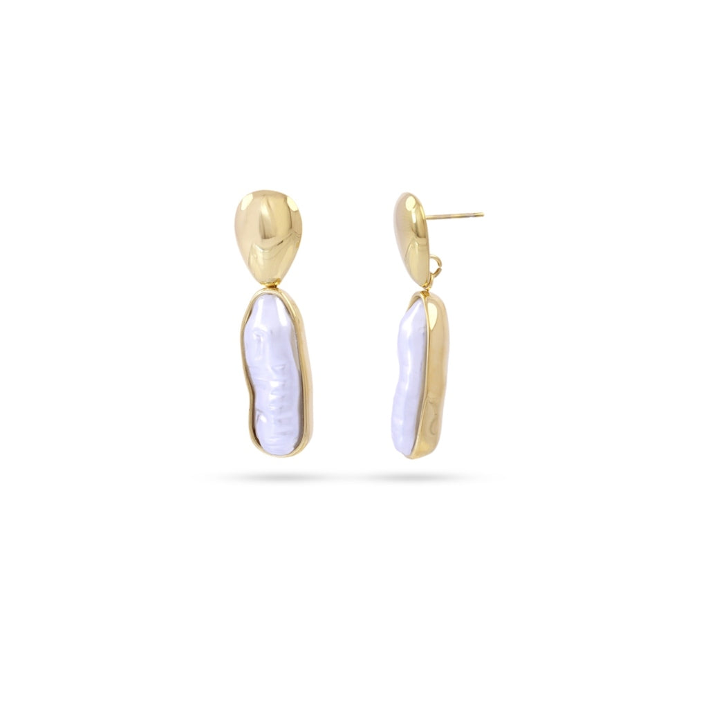 Oval Pearl Drop Stud Earrings | Anartxy
