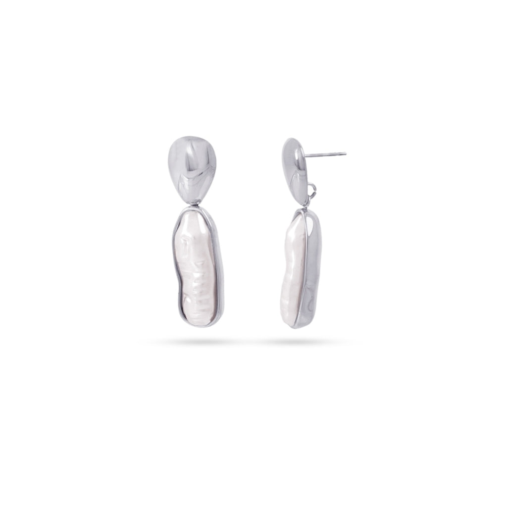 Oval Pearl Drop Stud Earrings | Anartxy