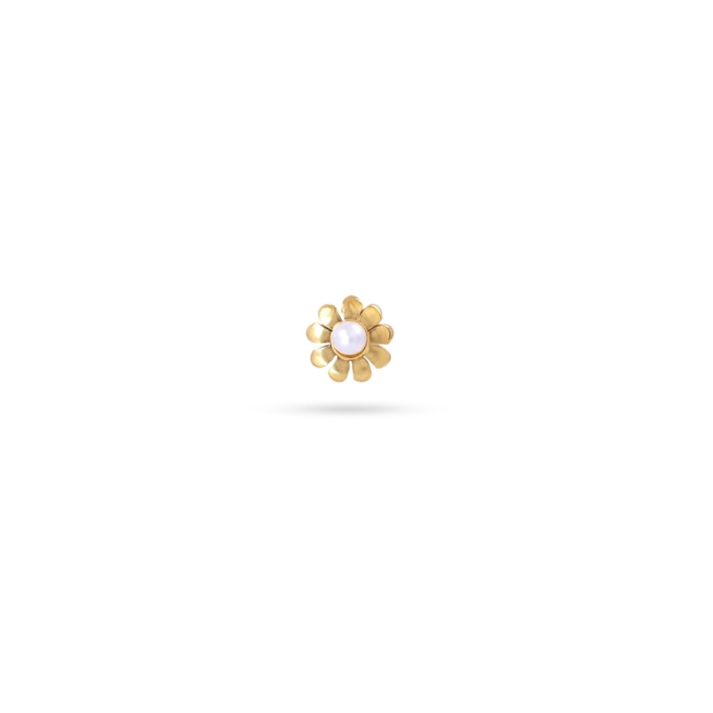 Pearl Flower Ball Back Single Stud Earring | Anartxy
