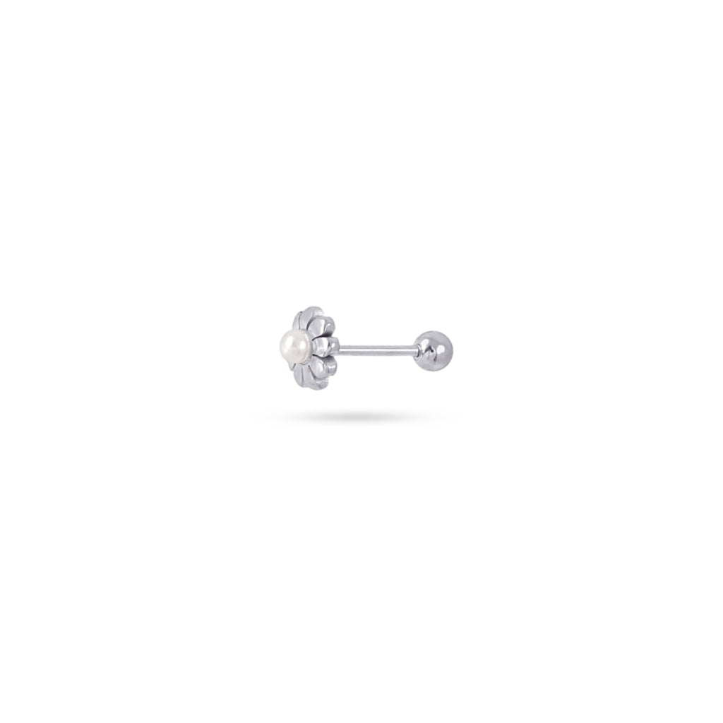 Pearl Flower Ball Back Single Stud Earring | Anartxy