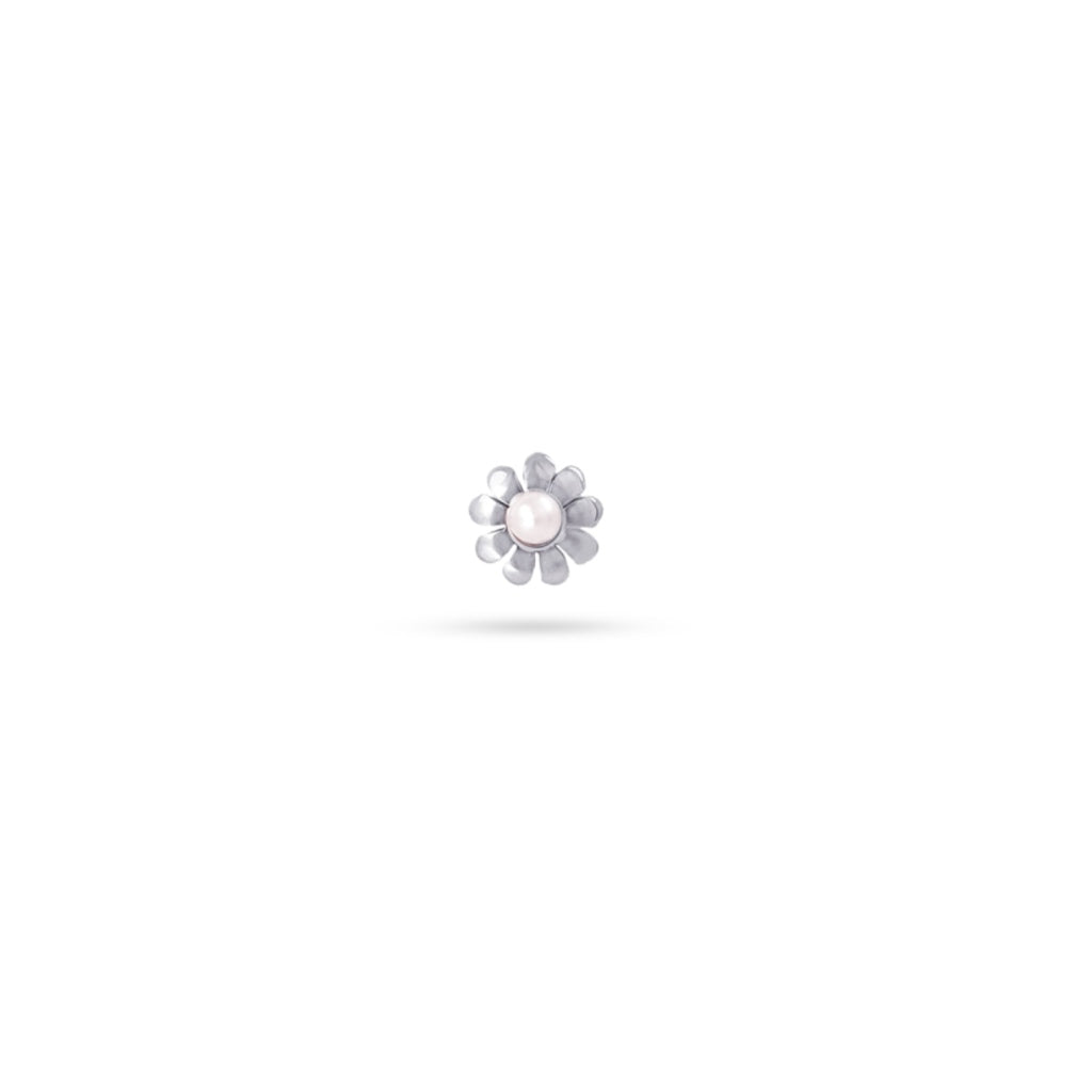 Pearl Flower Ball Back Single Stud Earring | Anartxy