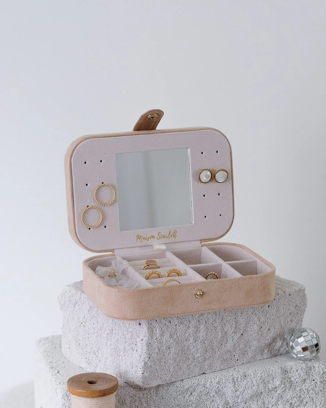 Rectangle Travel Jewellery Box | Brigitte | Velvet | Maison Scarlett