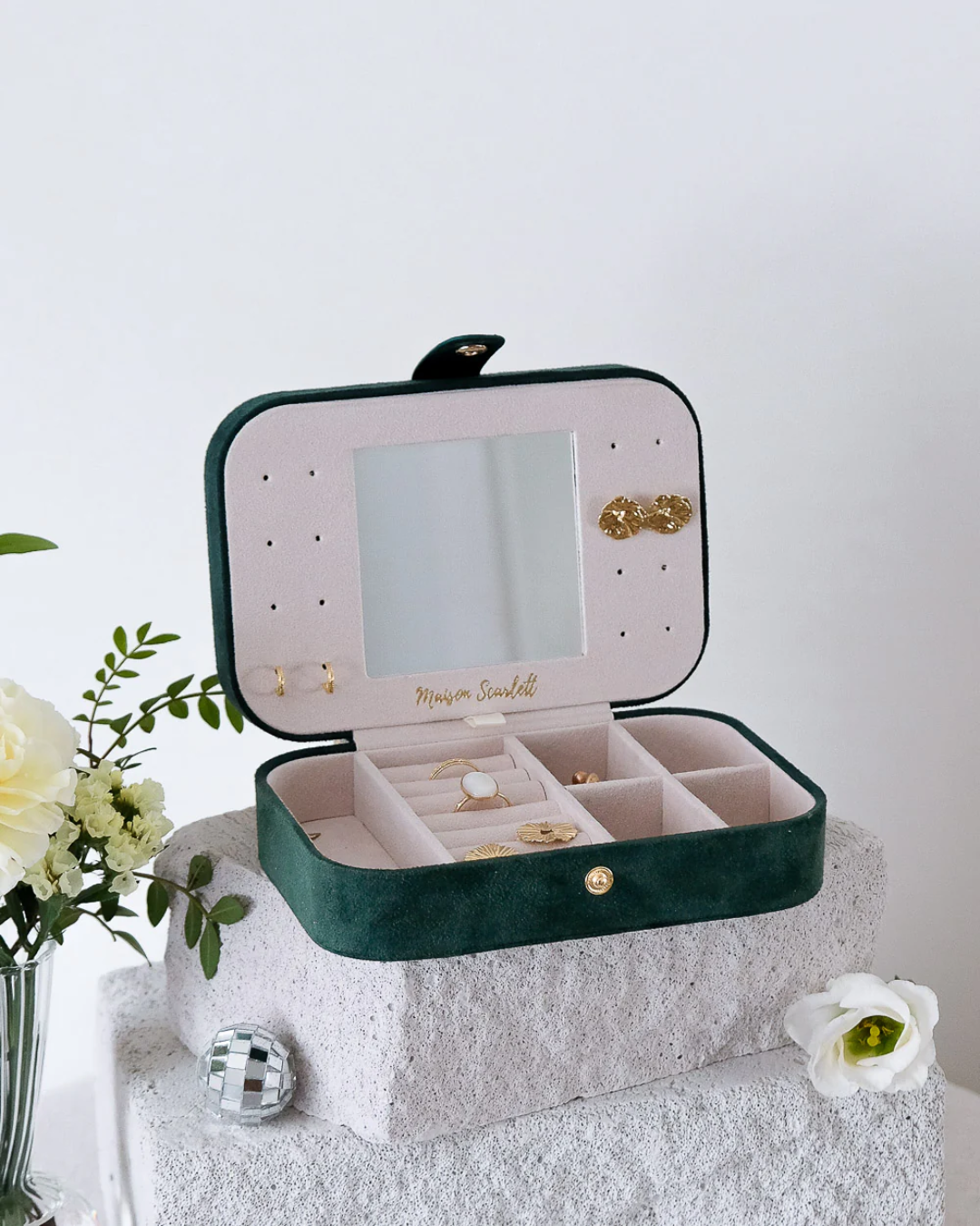 Rectangle Travel Jewellery Box | Brigitte | Velvet | Maison Scarlett