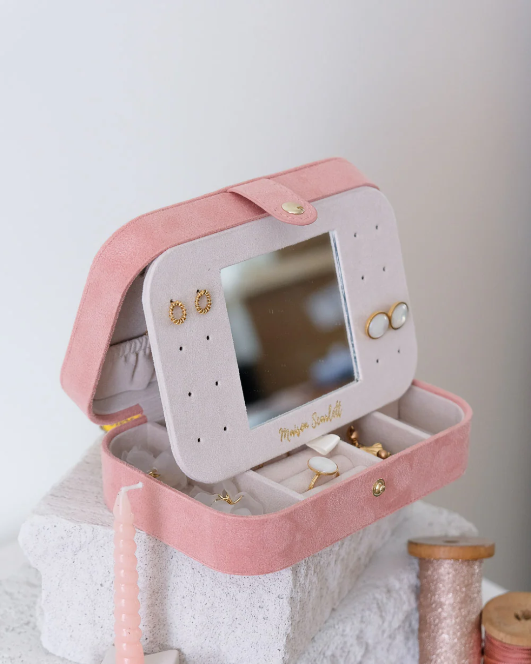 Rectangle Travel Jewellery Box | Brigitte | Velvet | Maison Scarlett