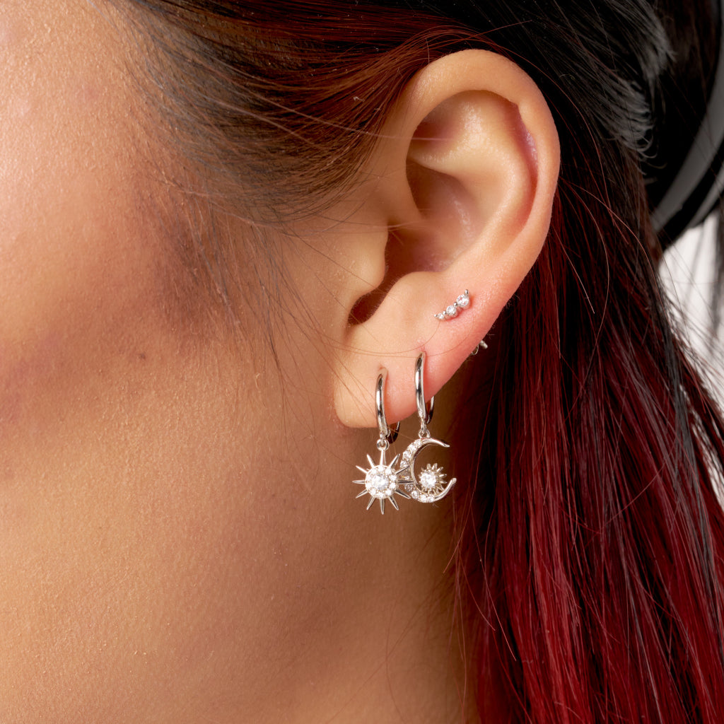 Silver Celestial Charm Earrings