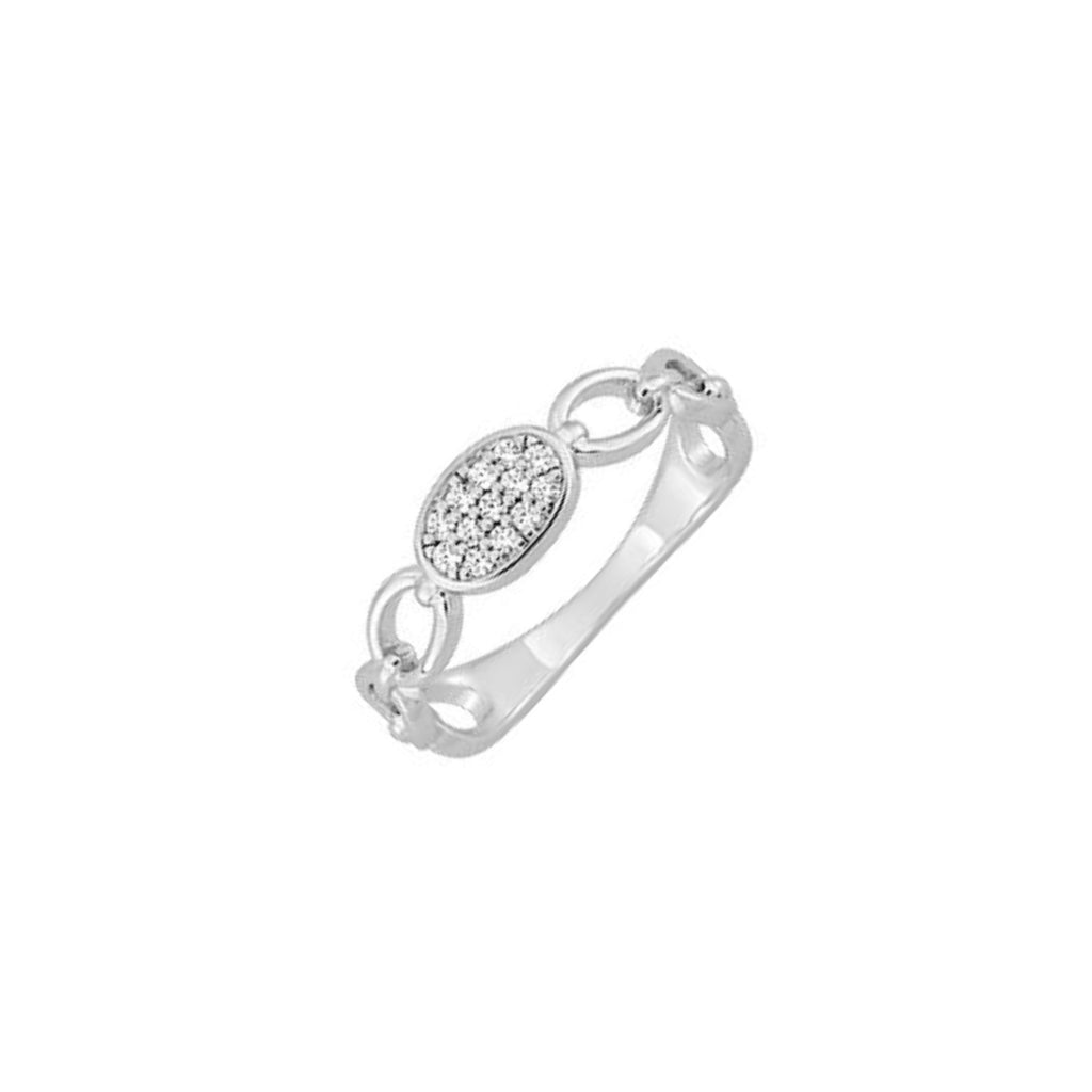 Silver Chain Link Ring Clear Stone