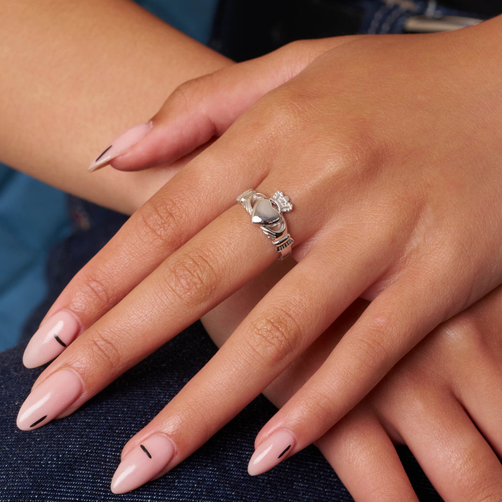 Silver Chunky Claddagh Ring