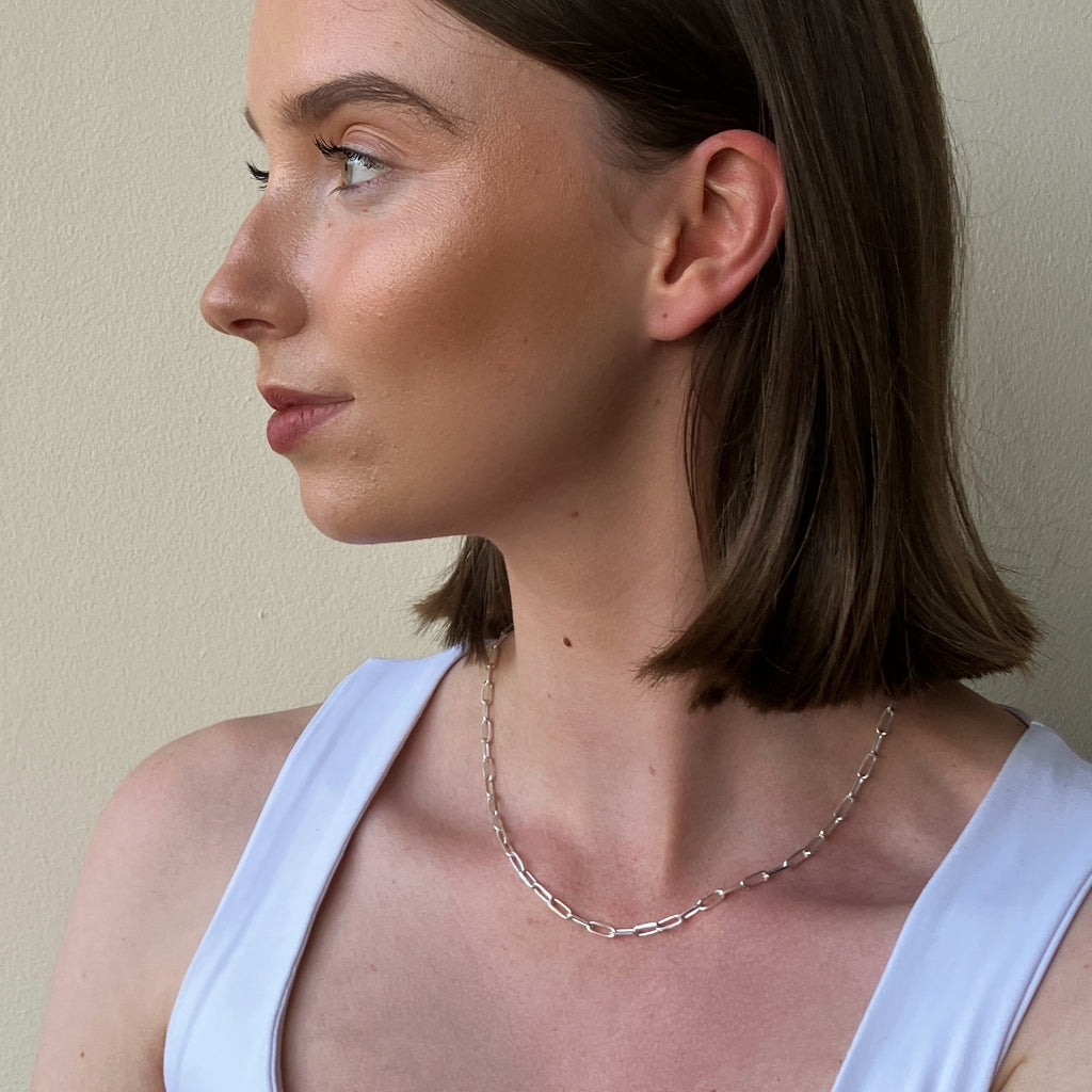Silver Chunky Paperclip Chain Necklace