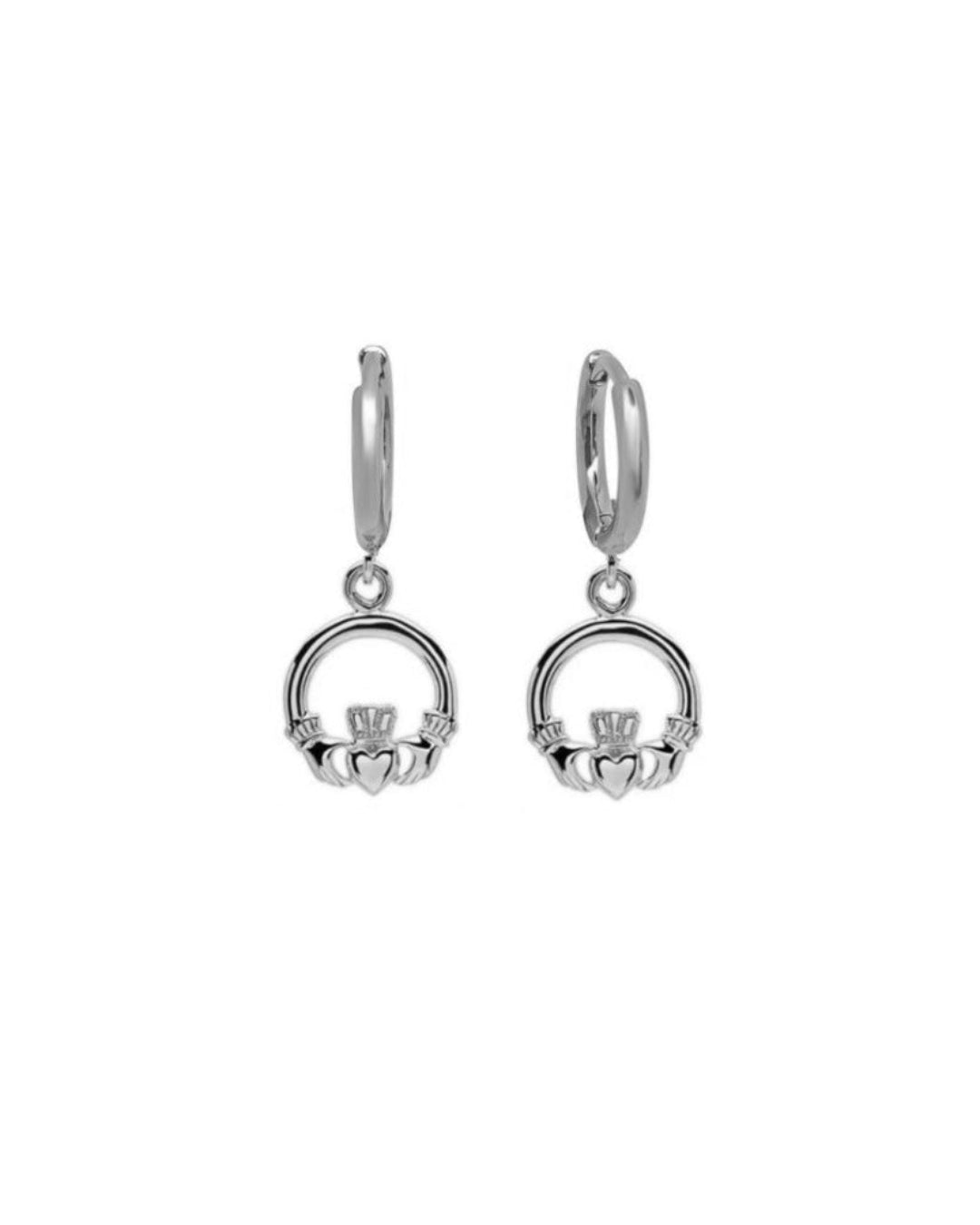 Sterling Silver Claddagh Charm Earrings | Fiadh
