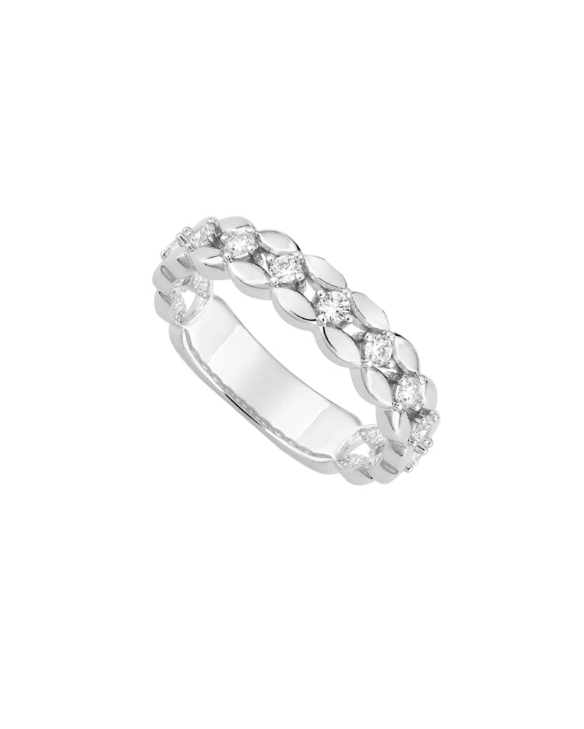 Sterling Silver Clear Stone Chunky Band Ring | Kardia