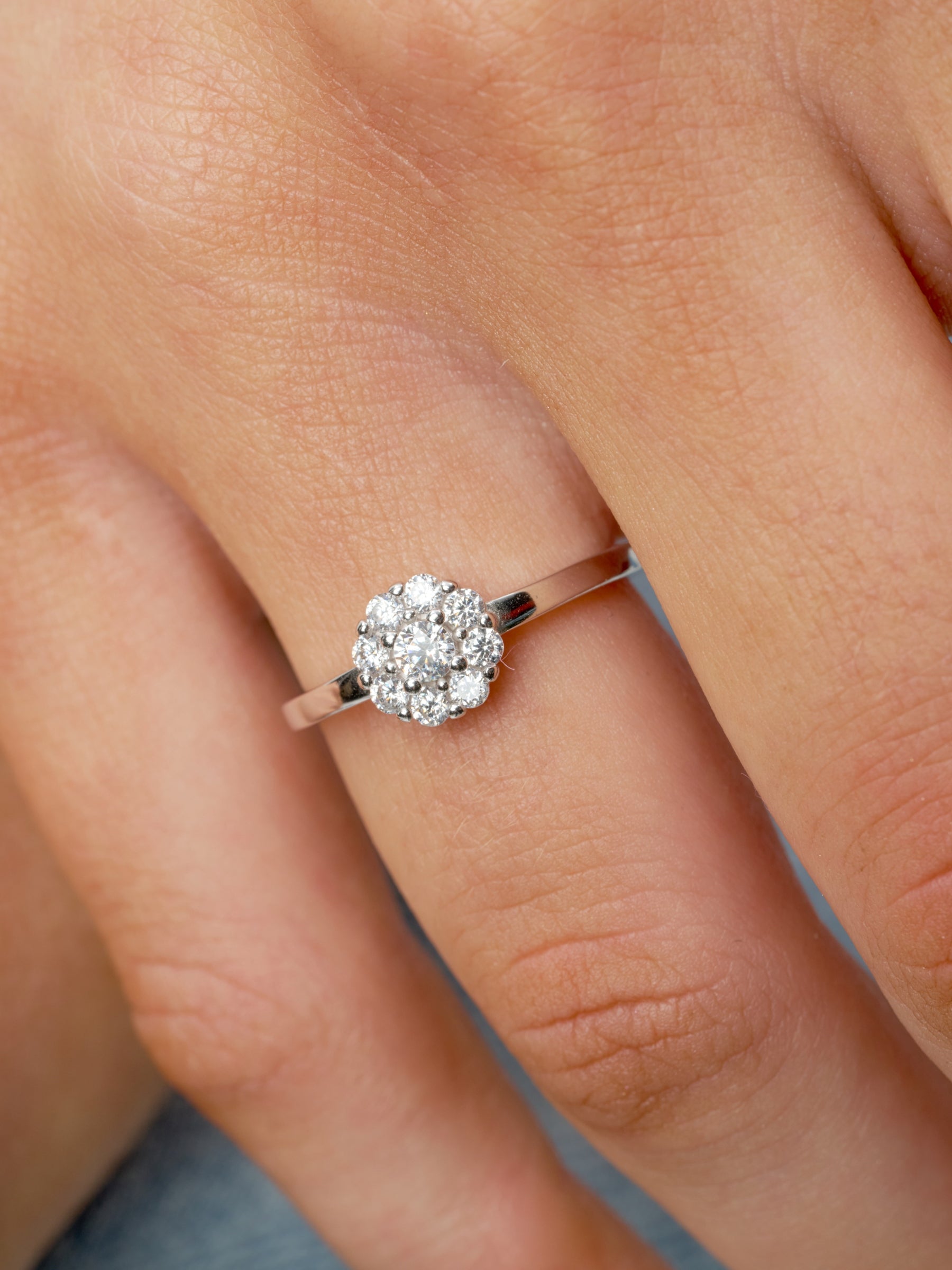 Silver Clear Stone Cluster Ring | Katerini