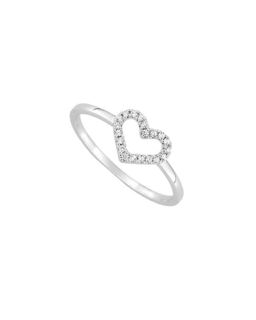 Sterling Silver Clear Stone Heart Cut Out Ring | Cheri