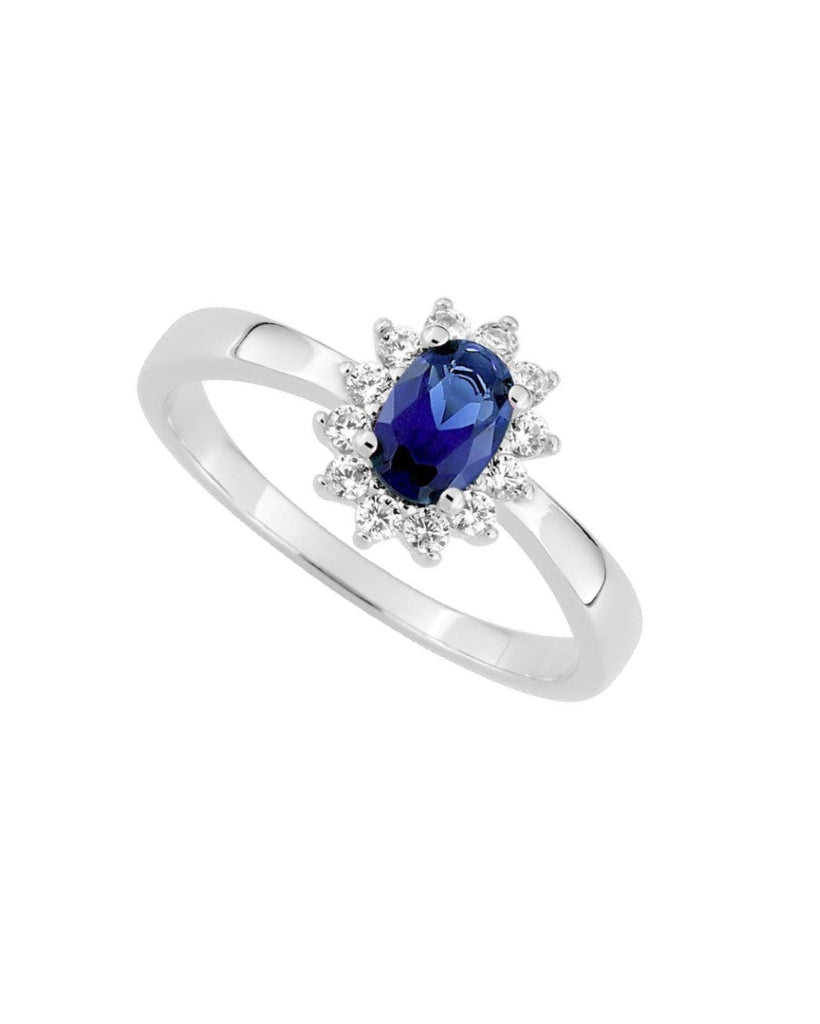 Silver Coloured Stone Cluster Ring