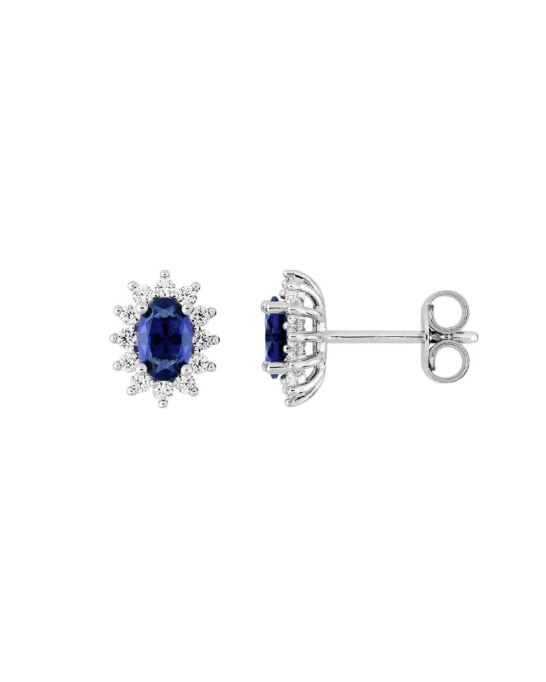 Sterling Silver Coloured Stone Cluster Stud Earrings | Bastia
