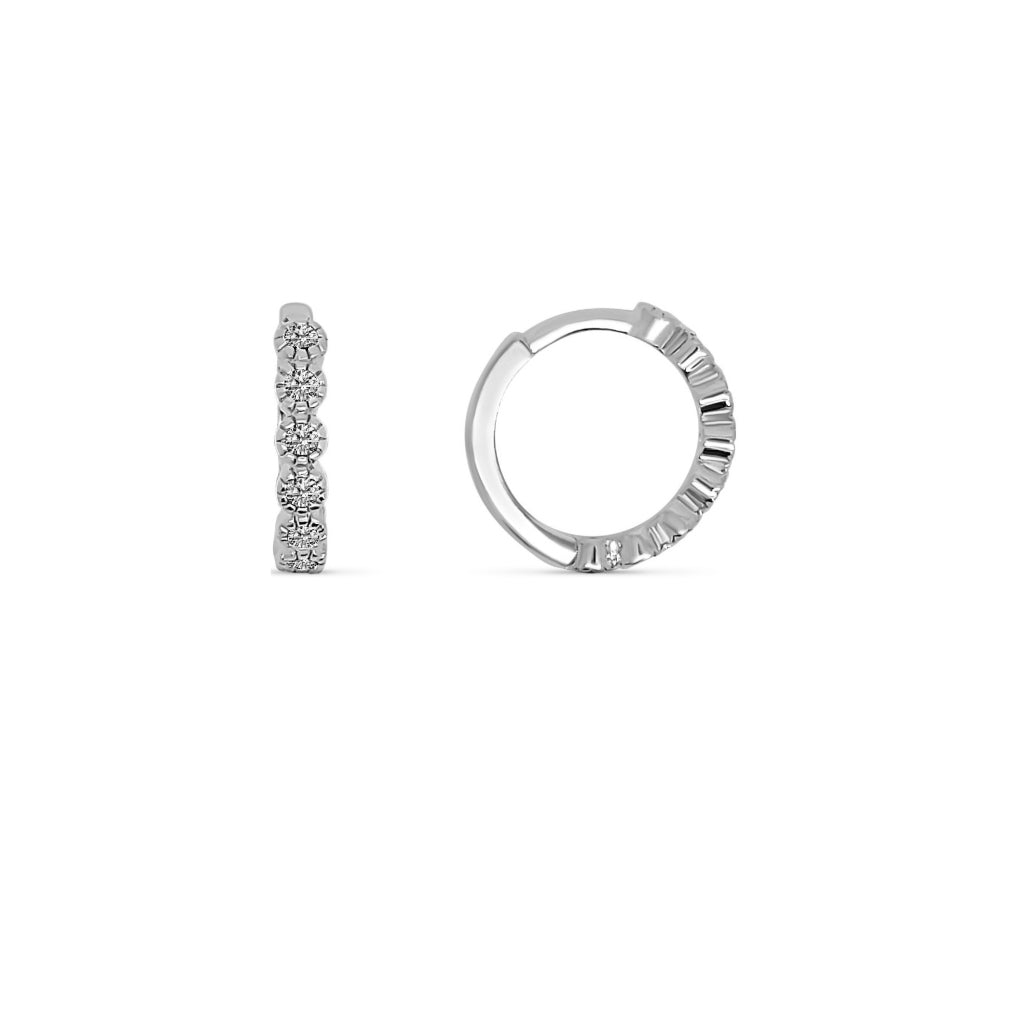 Silver Coloured Stone Huggie Earrings Clear