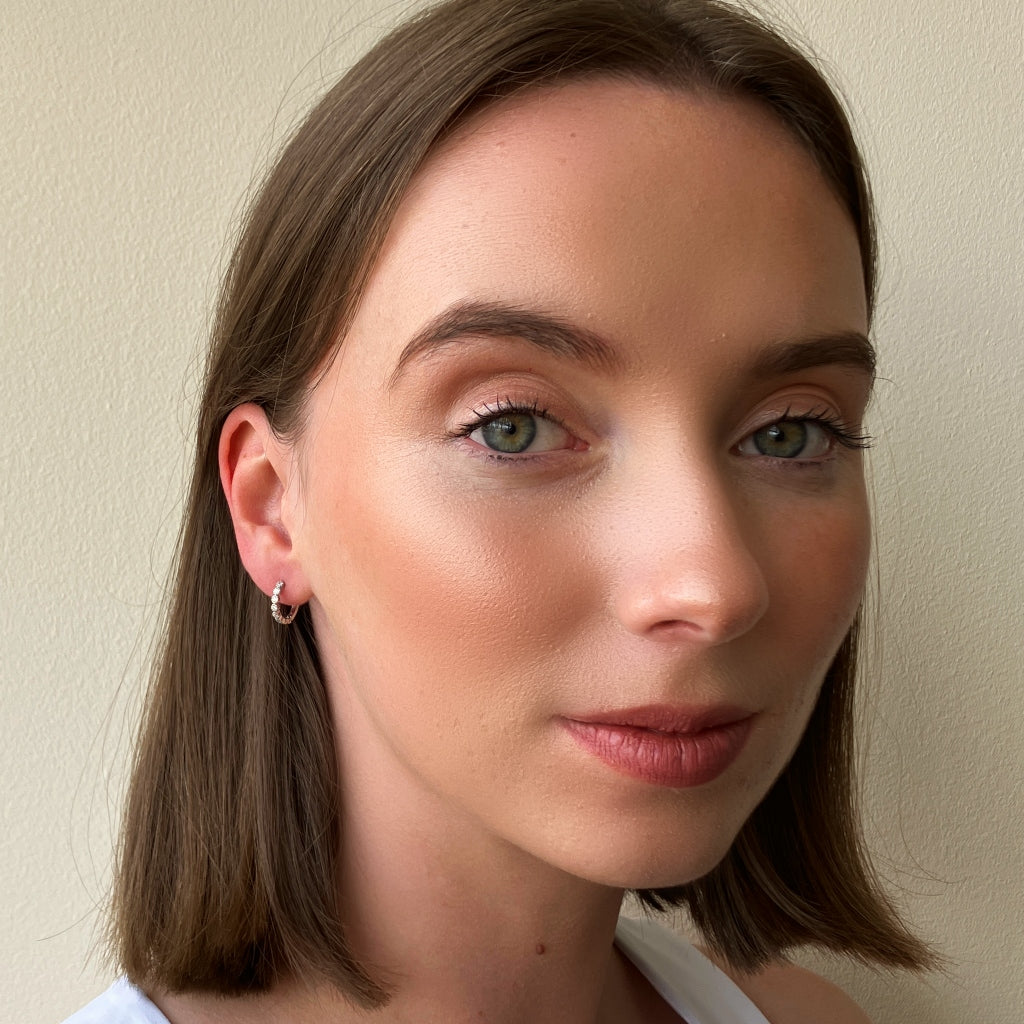 Silver Coloured Stone Huggie Earrings Clear
