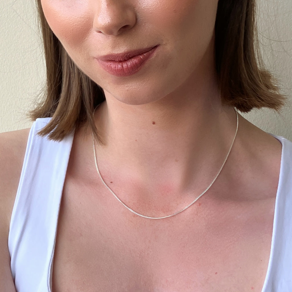 Silver Delicate Curb Chain Necklace