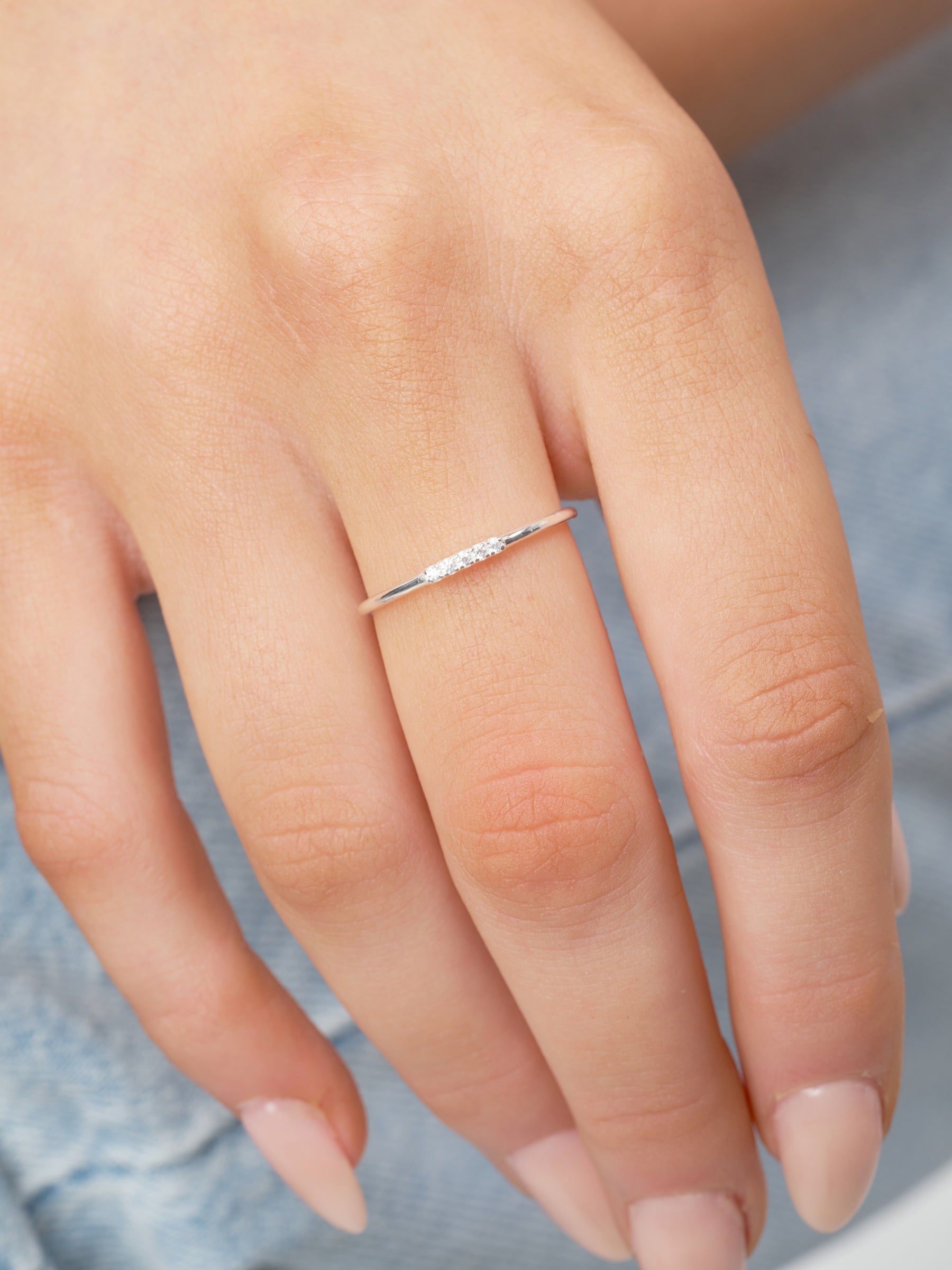 Sterling Silver Dainty Five Stone Ring | Lucie