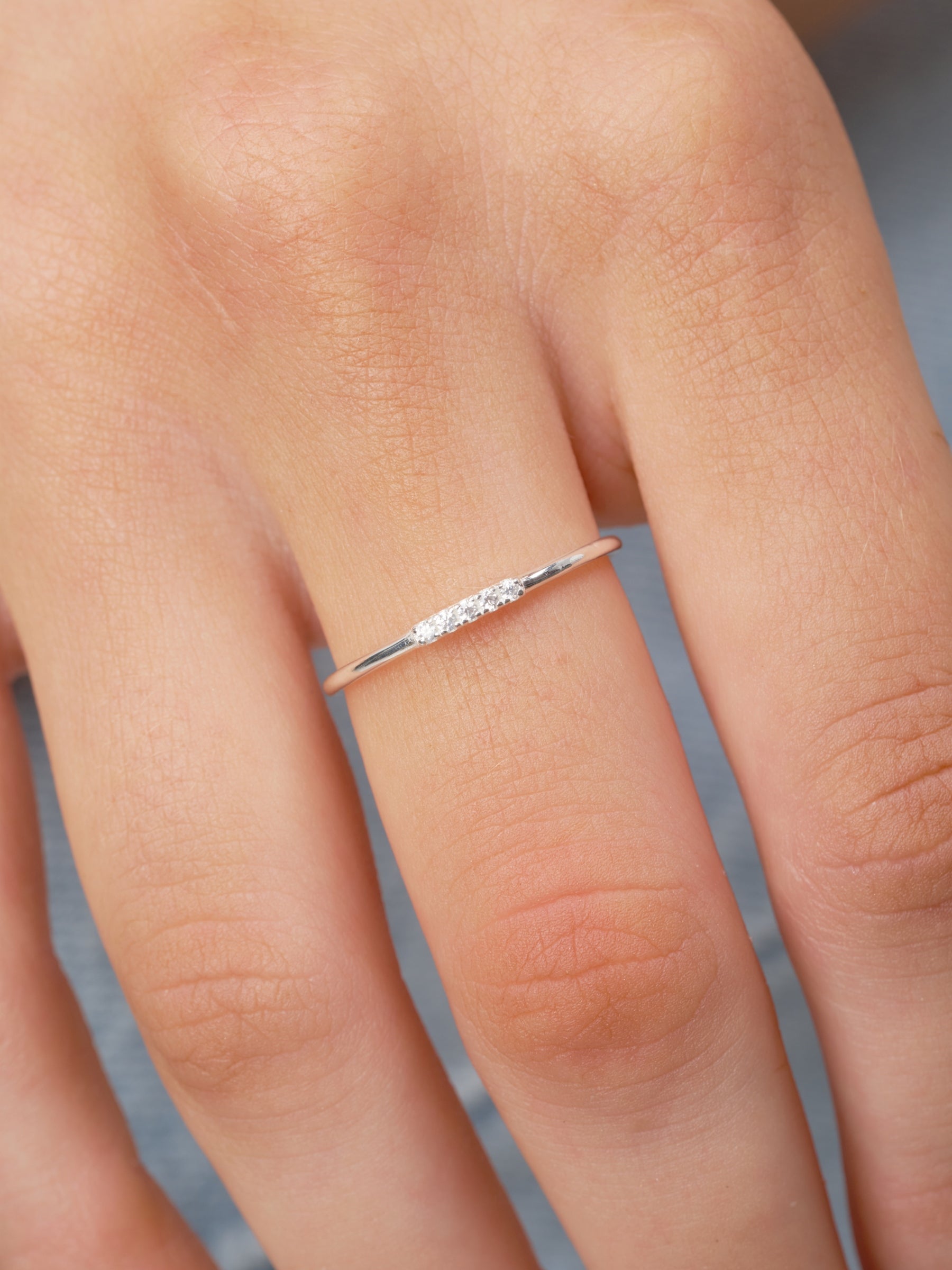 Sterling Silver Dainty Five Stone Ring | Lucie