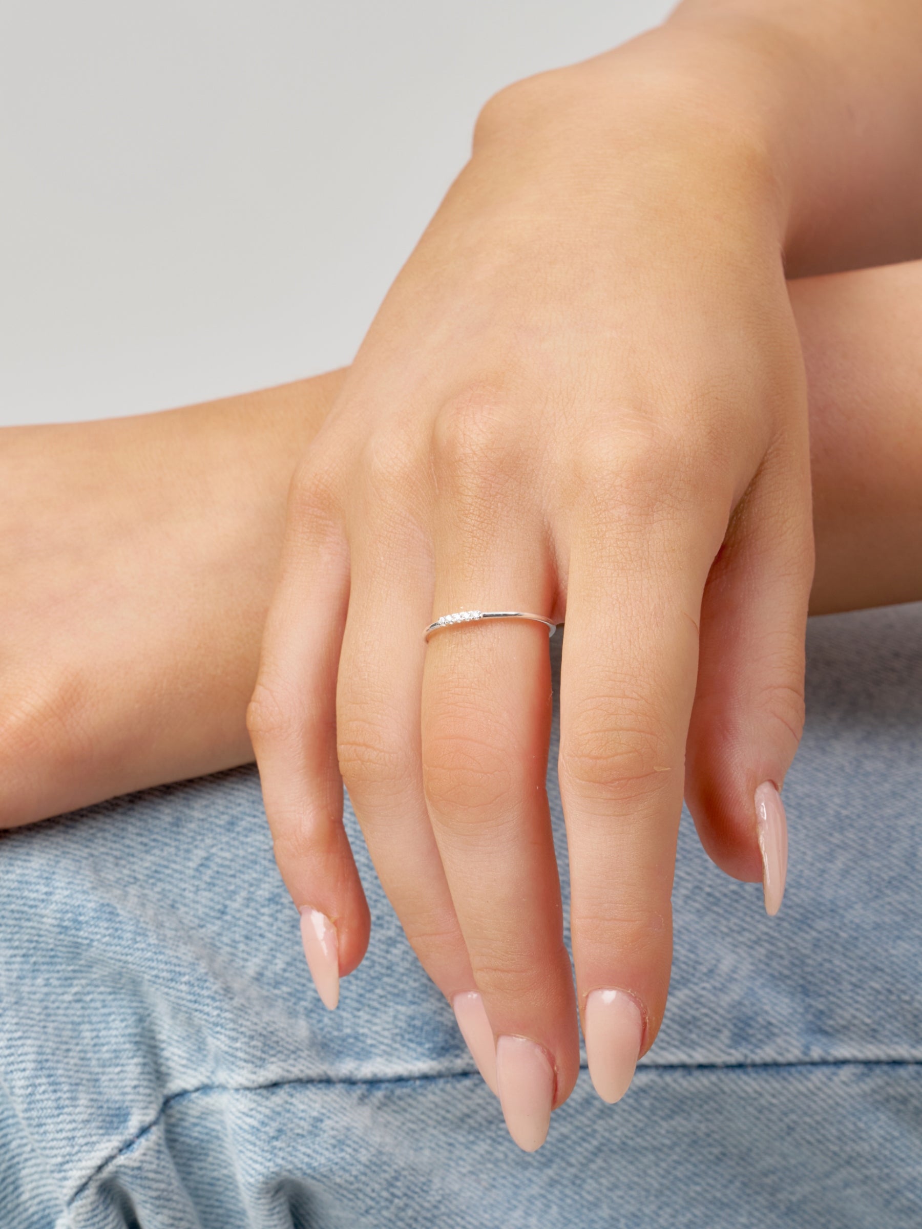 Sterling Silver Dainty Five Stone Ring | Lucie