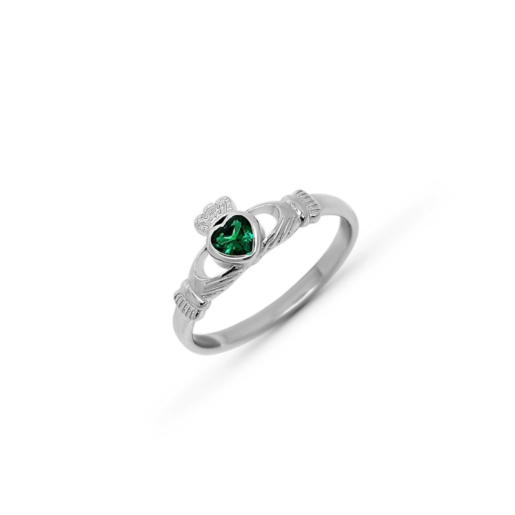 Sterling Silver Dainty Gemstone Claddagh Ring | Eabha