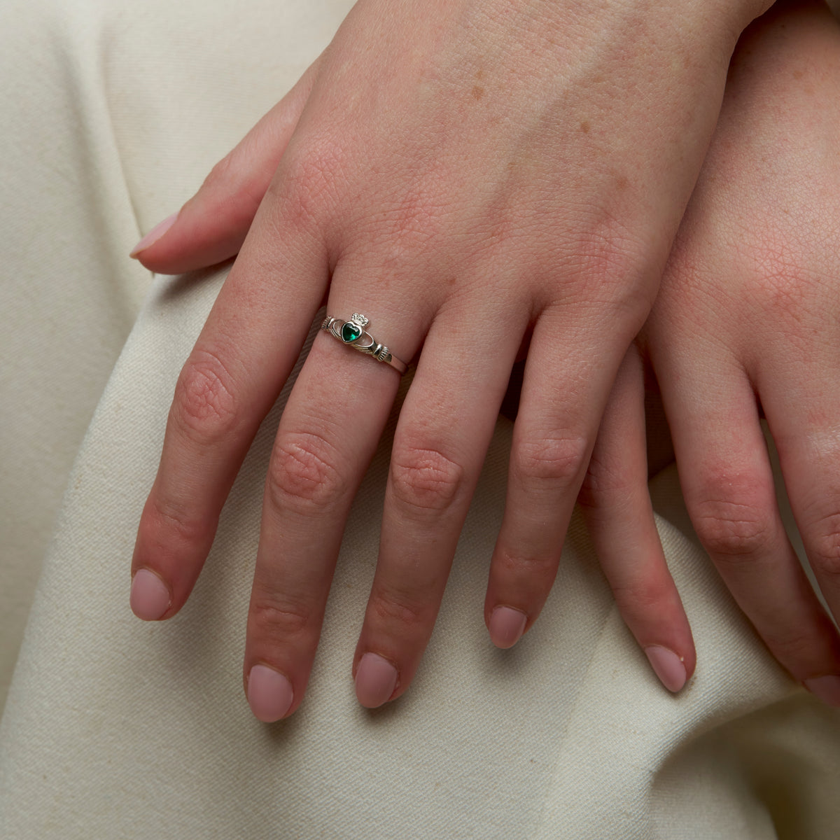 Sterling Silver Dainty Gemstone Claddagh Ring | Eabha