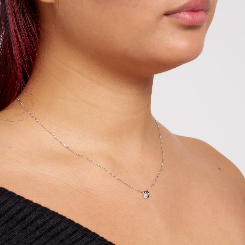 Silver Interlocking Loveheart Necklace