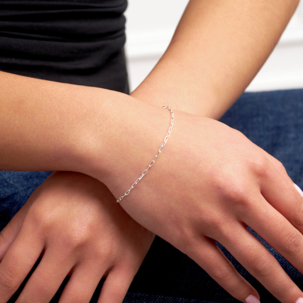 Silver Delicate Paperclip Chain Bracelet