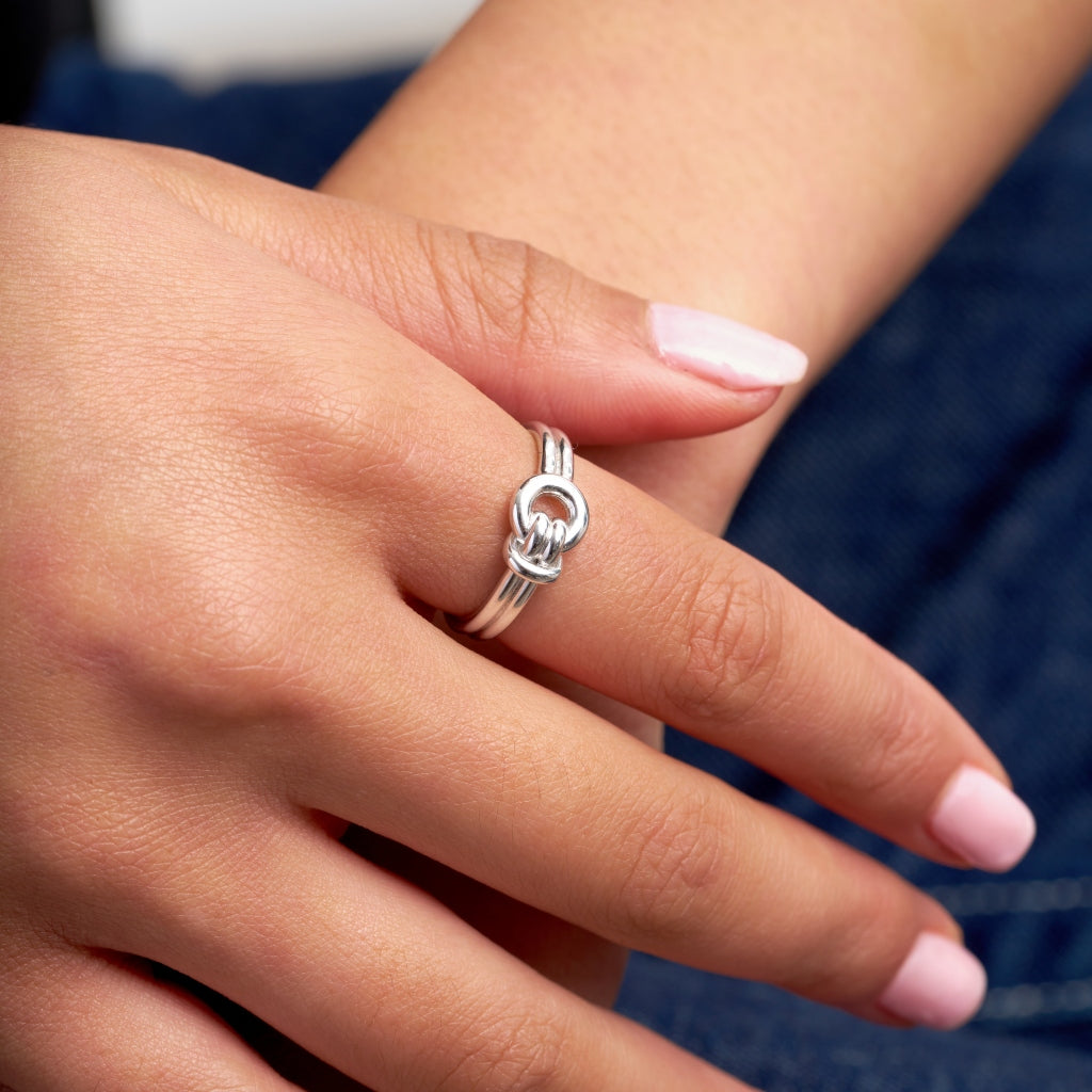 Silver Double Band Knot Ring | Mitzi