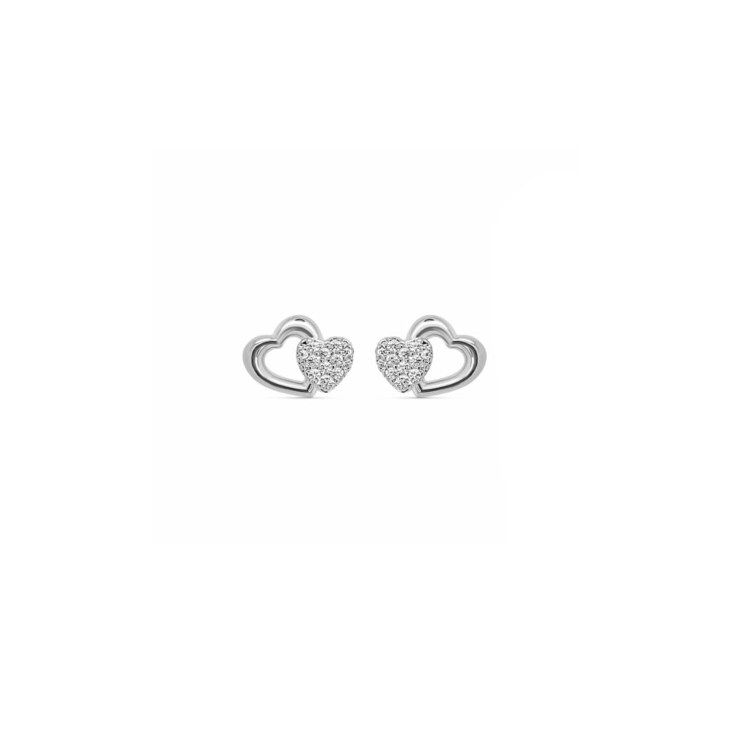 Sterling Silver Double Heart Stud Earrings | Dori