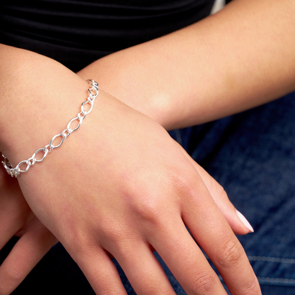 Silver Figaro Chain Bracelet | Villena