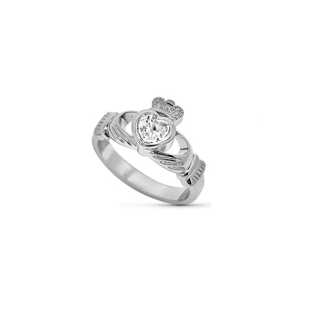 Silver Gemstone Claddagh Ring