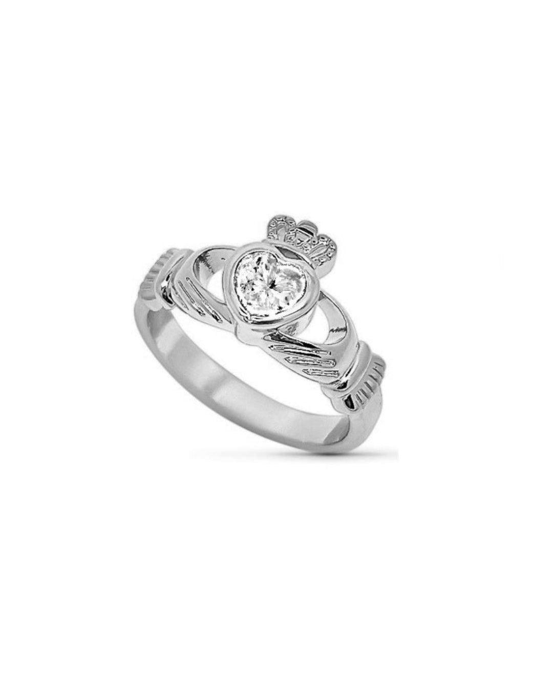 Silver Gemstone Claddagh Ring