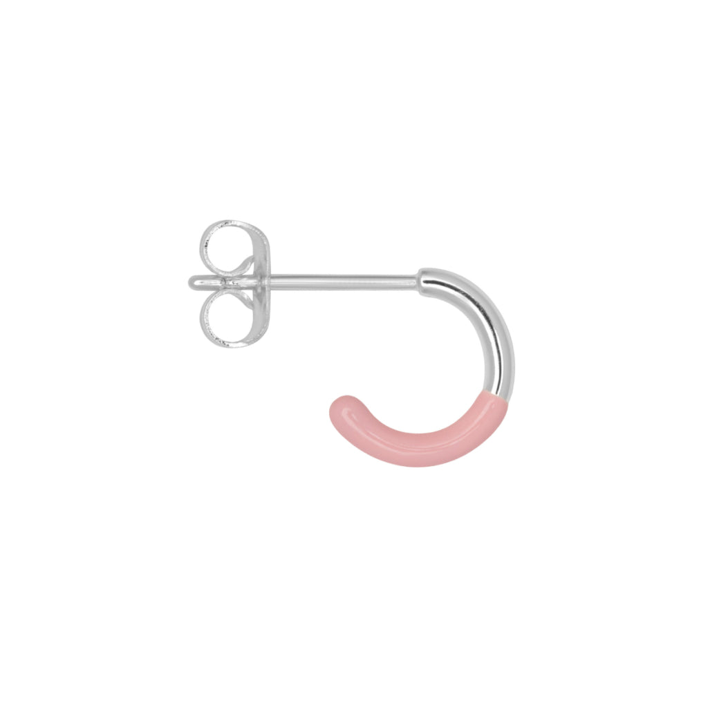 Silver Half Dip Enamel Coloured Single Hoop Earring