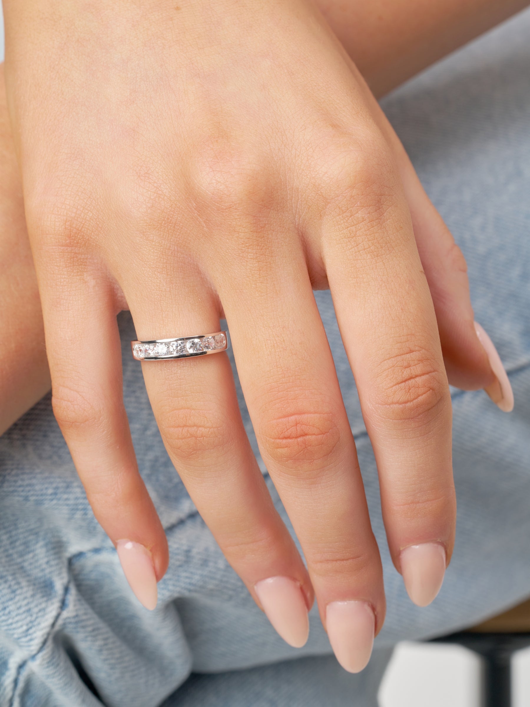 Sterling Silver Half Eternity Ring | Nali