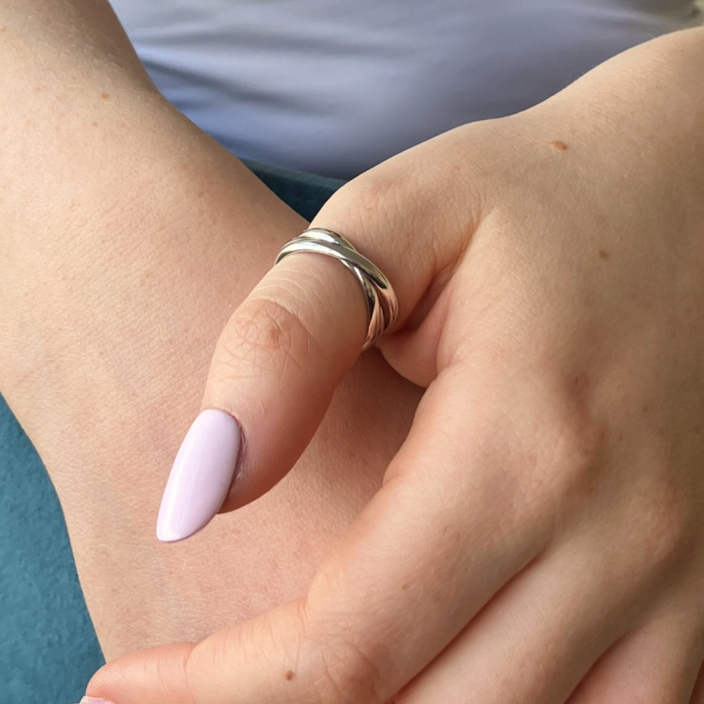 Silver Interlocking Triple Band Ring