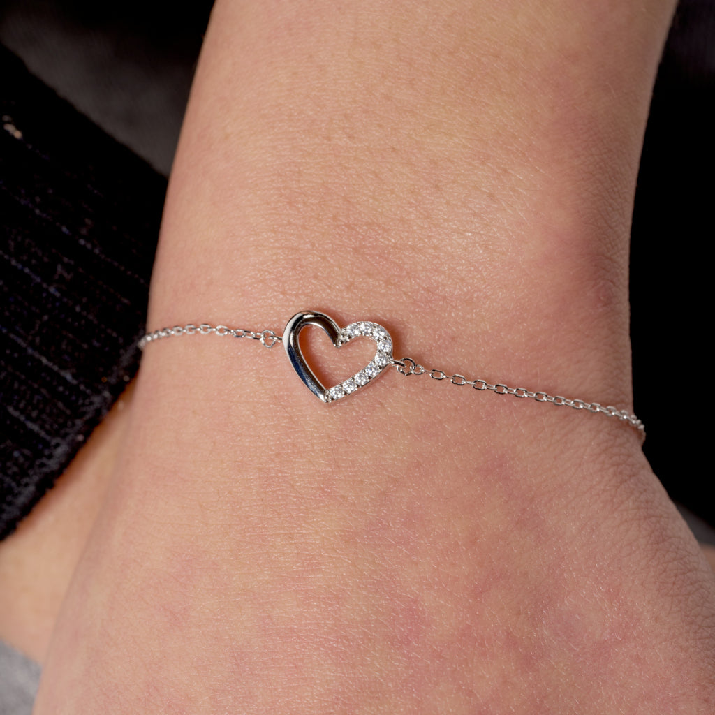 Silver Loveheart Cut Out Bracelet