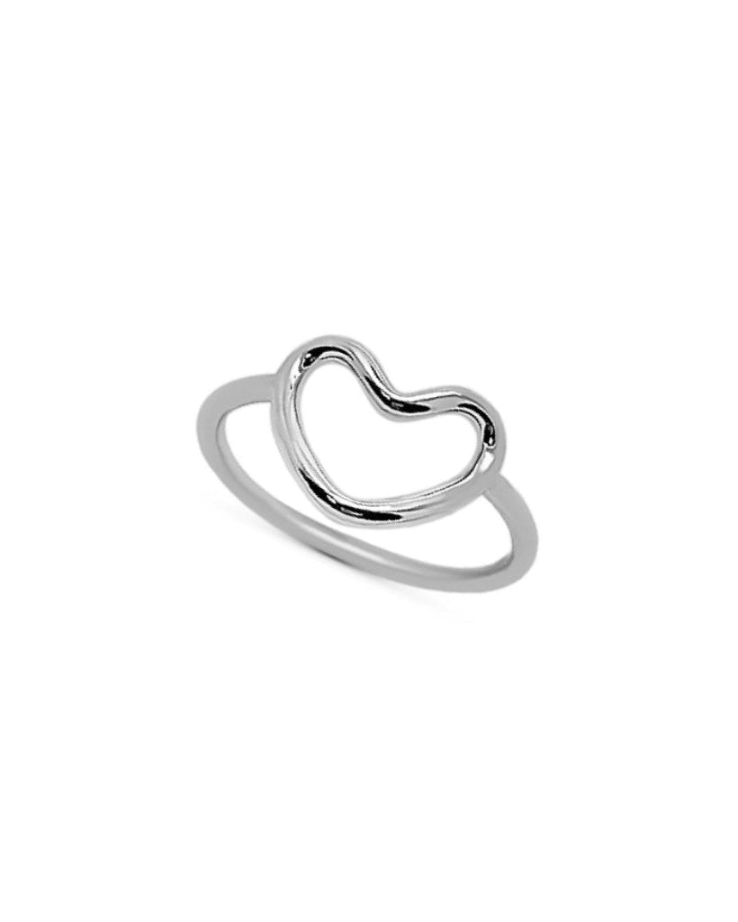 Silver Open Love Heart Ring