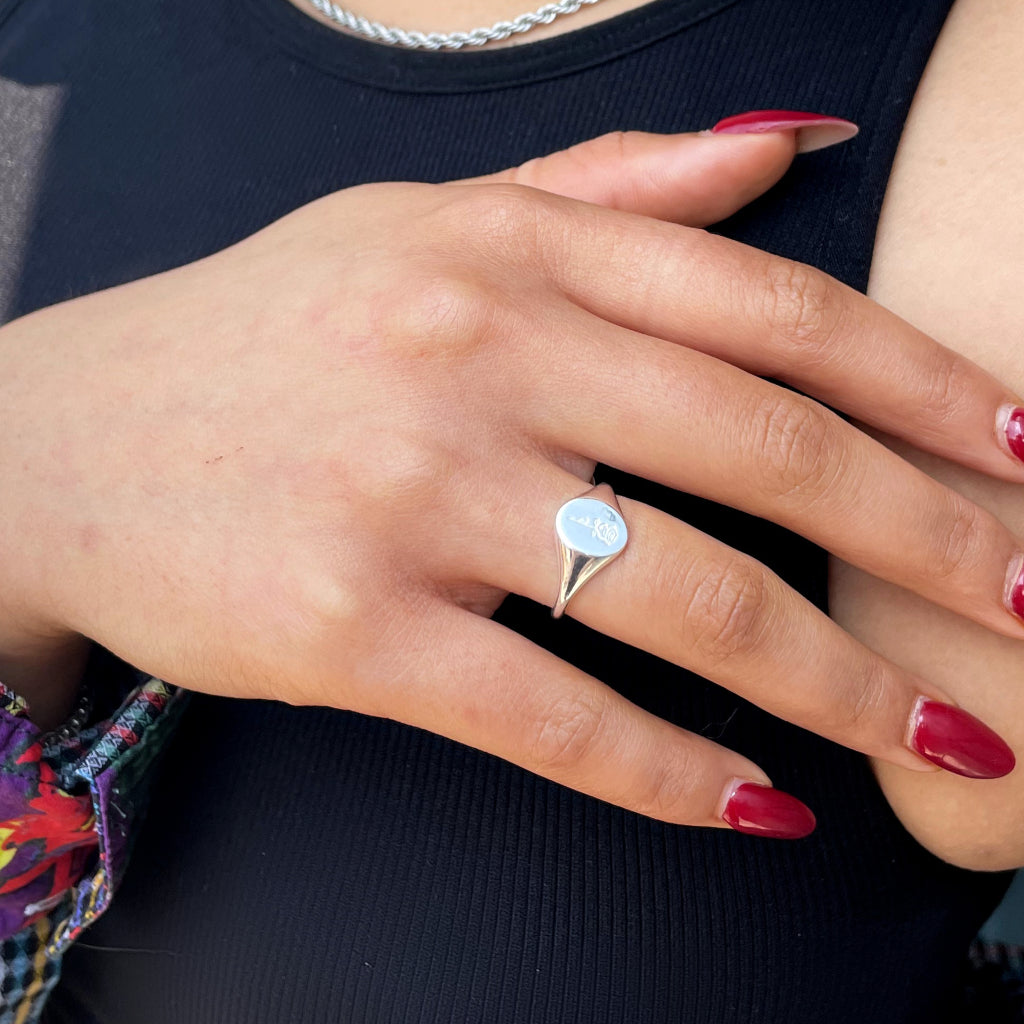 Silver Rose Signet Ring