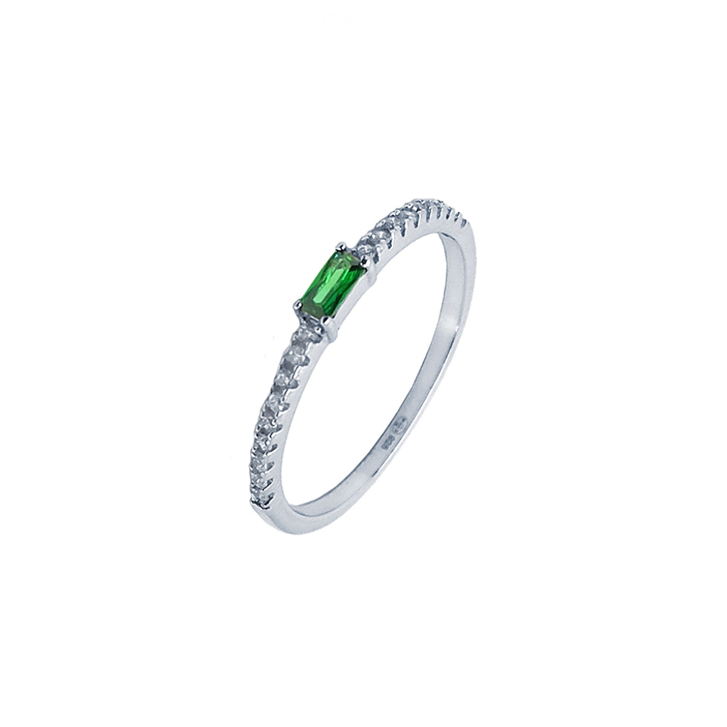 Silver Small Rectangle Stone Ring