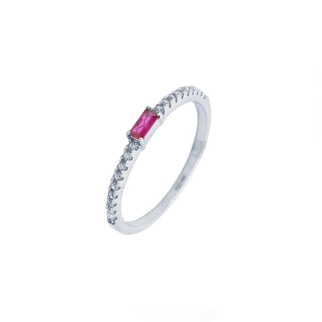 Silver Small Rectangle Stone Ring