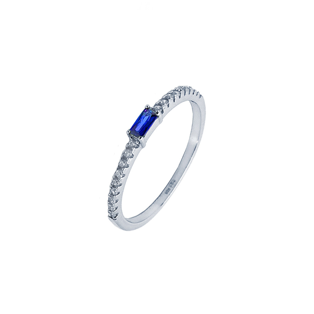 Silver Small Rectangle Stone Ring