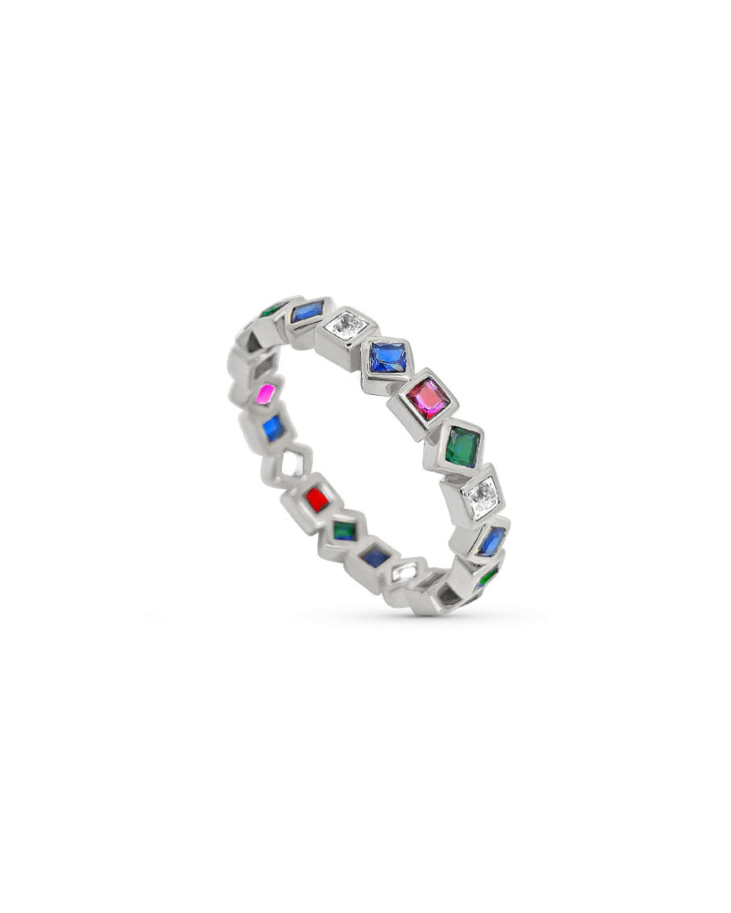 Sterling Silver Square Detail Ring | Flora