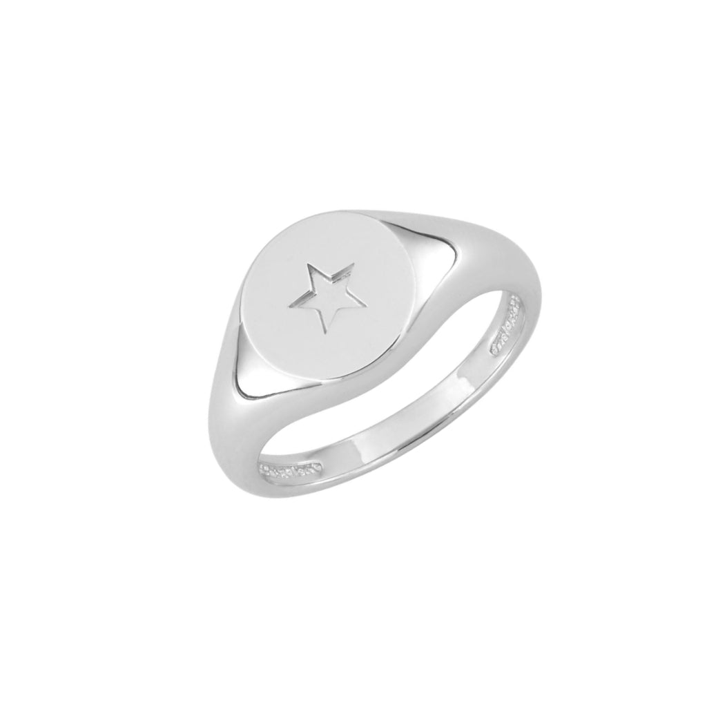 Silver Star Signet Ring
