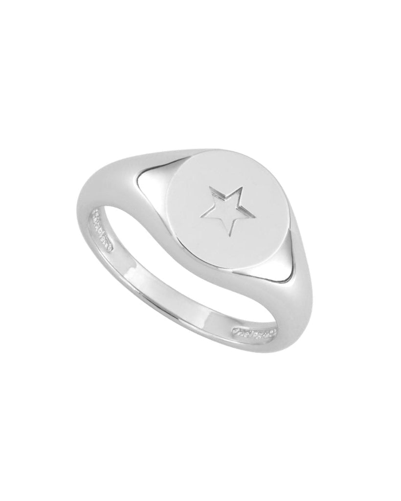 Silver Star Signet Ring
